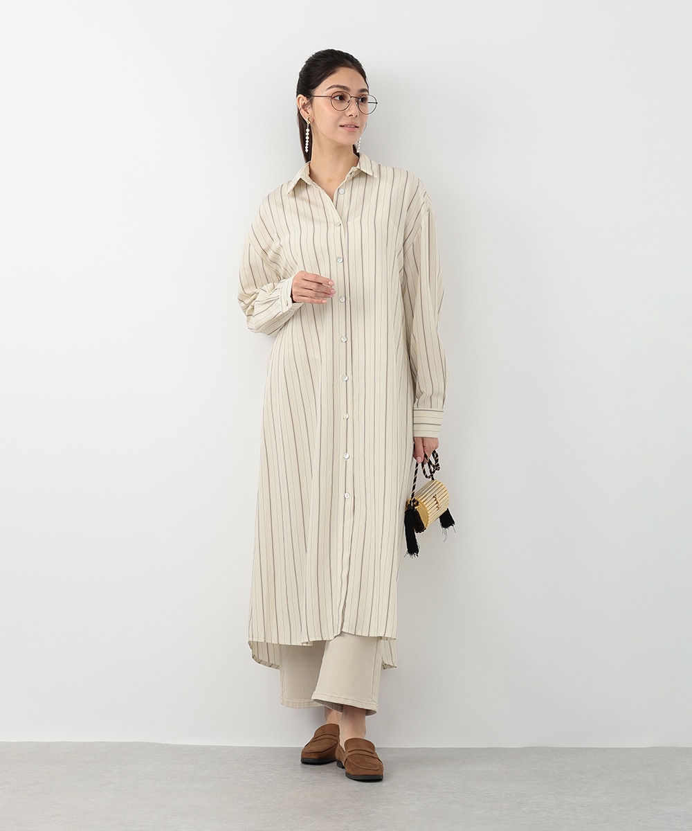 ストライプシャツワンピース