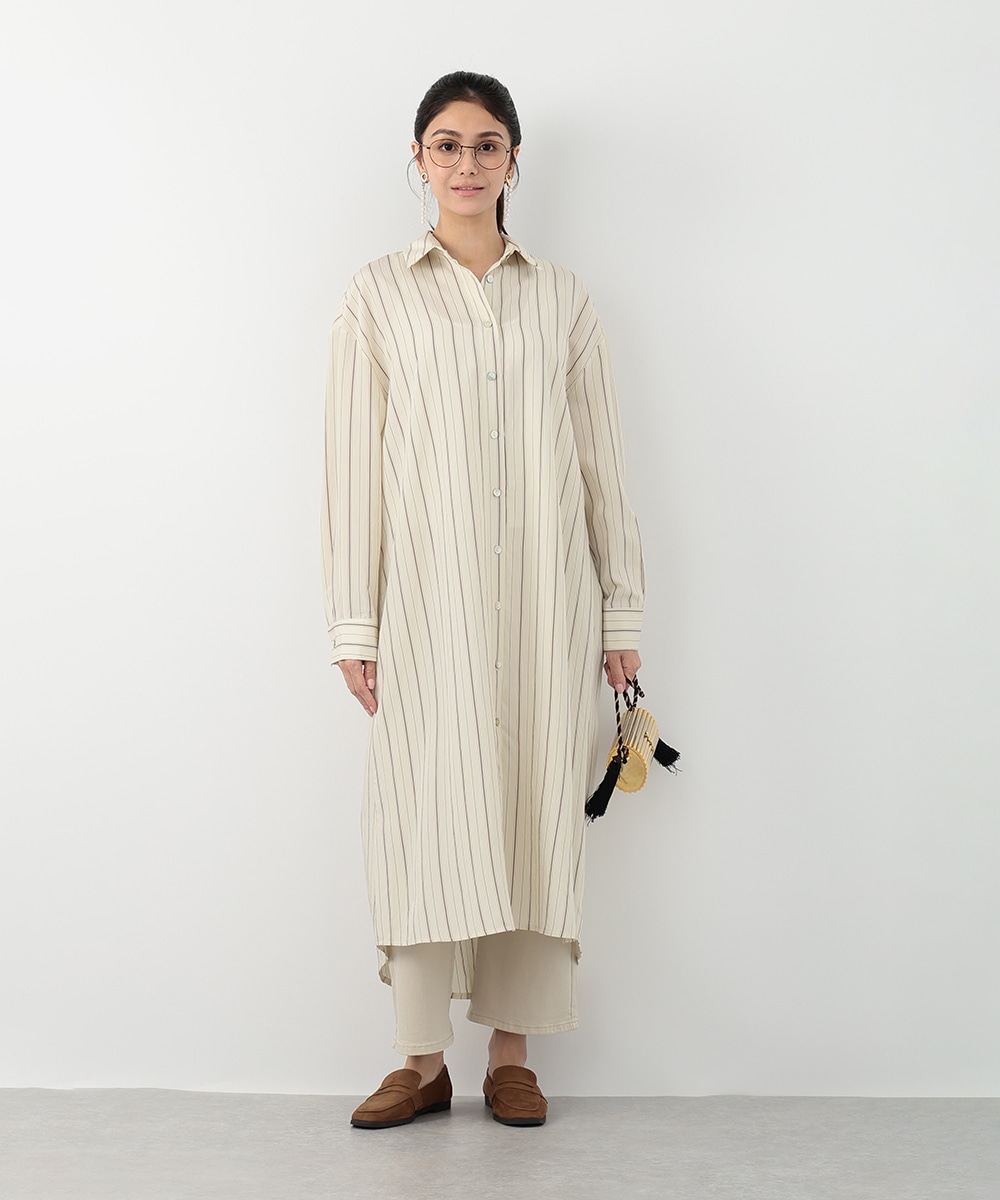 ストライプシャツワンピース