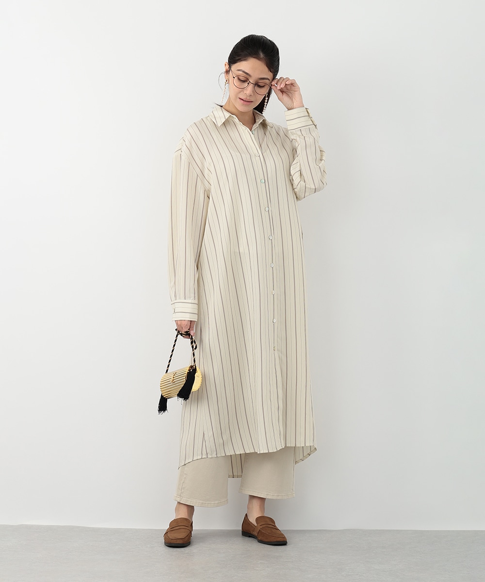 ストライプシャツワンピース