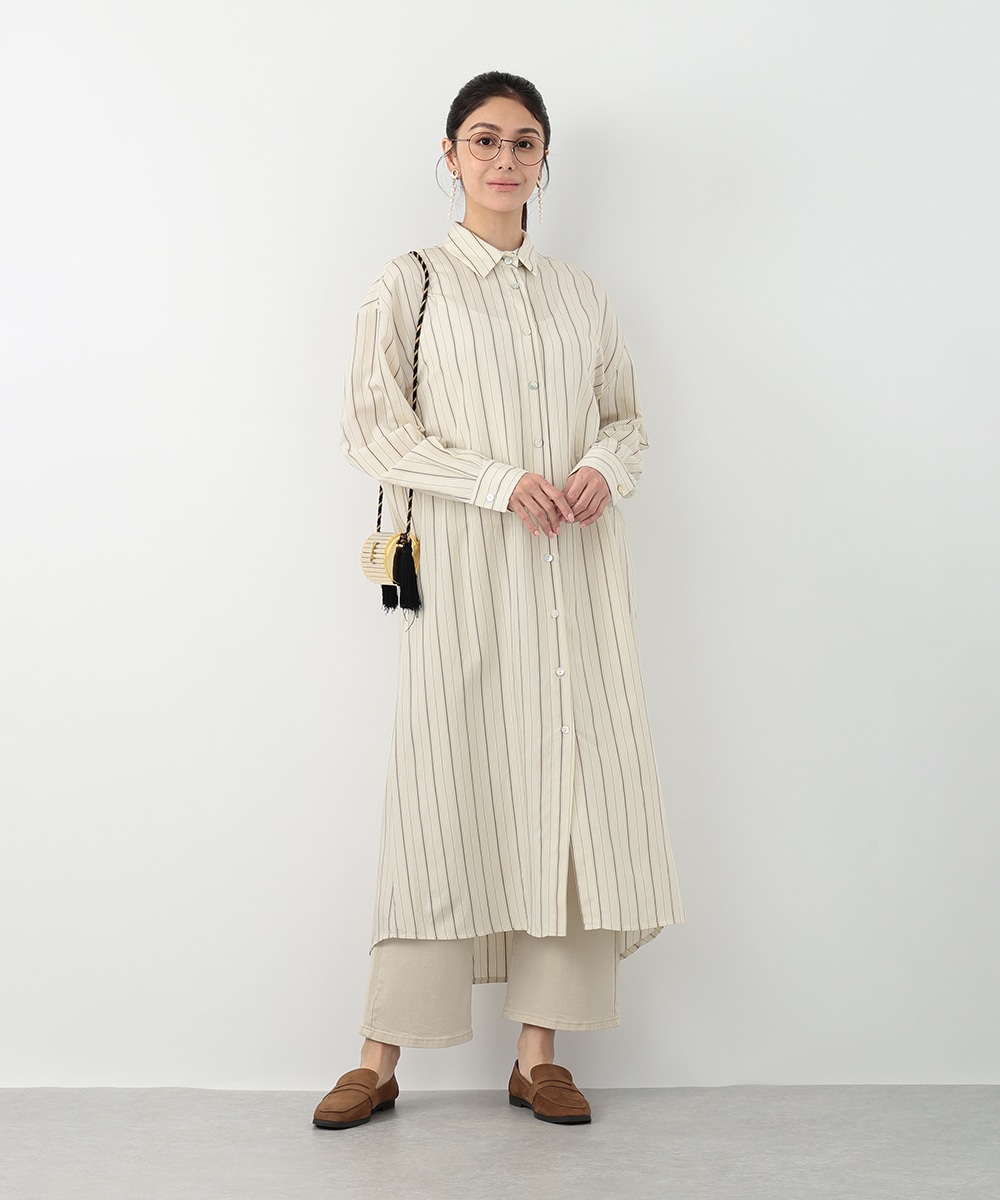 ストライプシャツワンピース