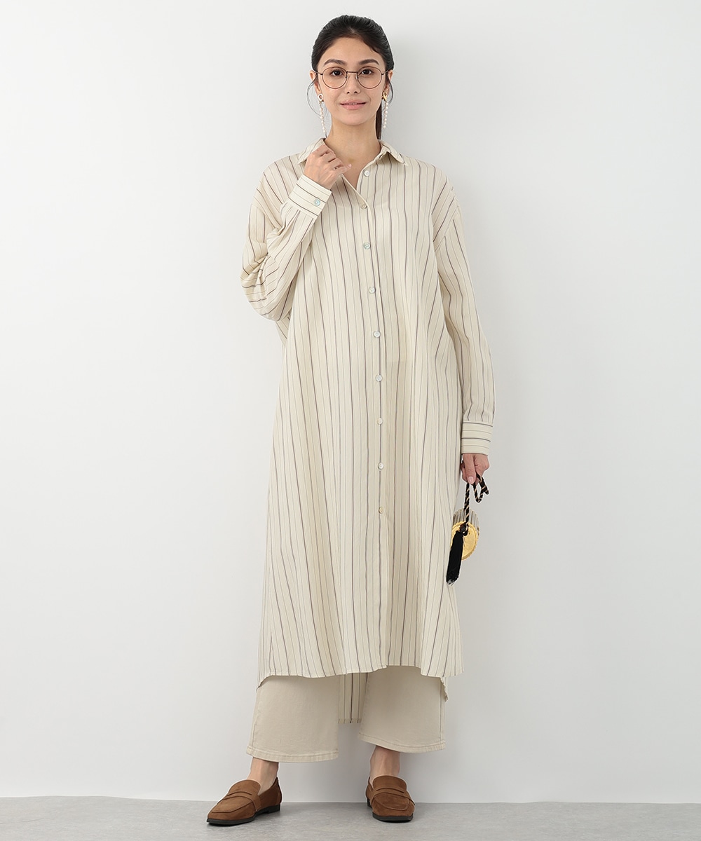 ストライプシャツワンピース