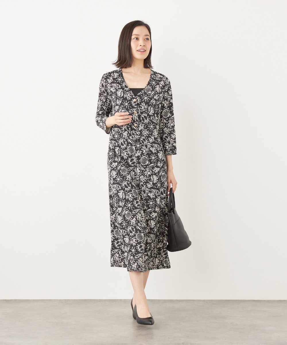 シェルプリントジャージワンピース