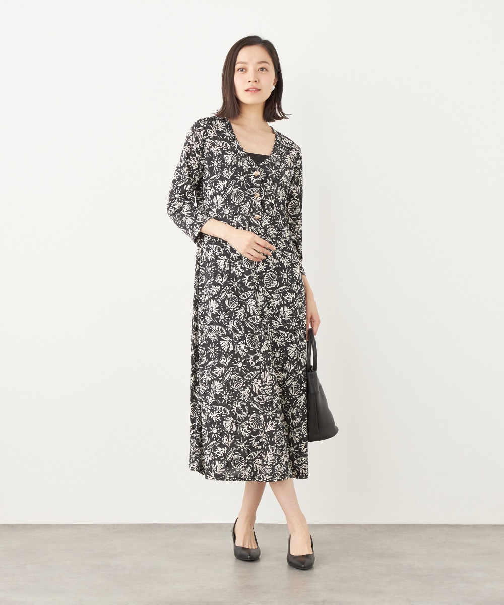 シェルプリントジャージワンピース