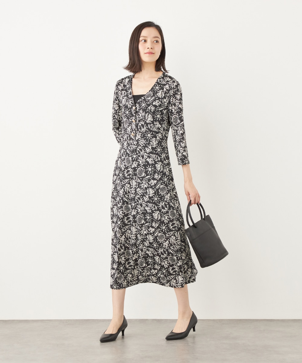 シェルプリントジャージワンピース