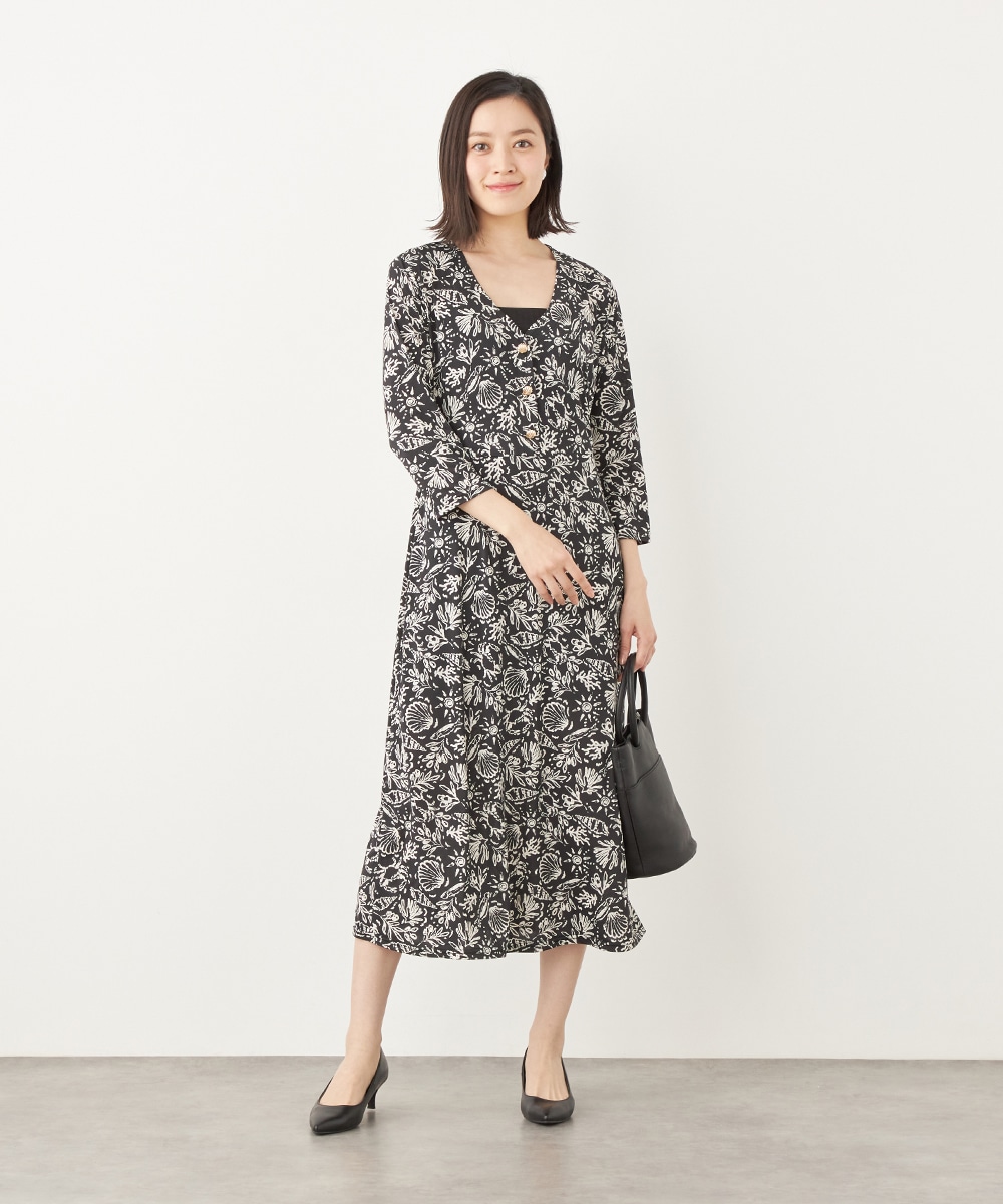 シェルプリントジャージワンピース