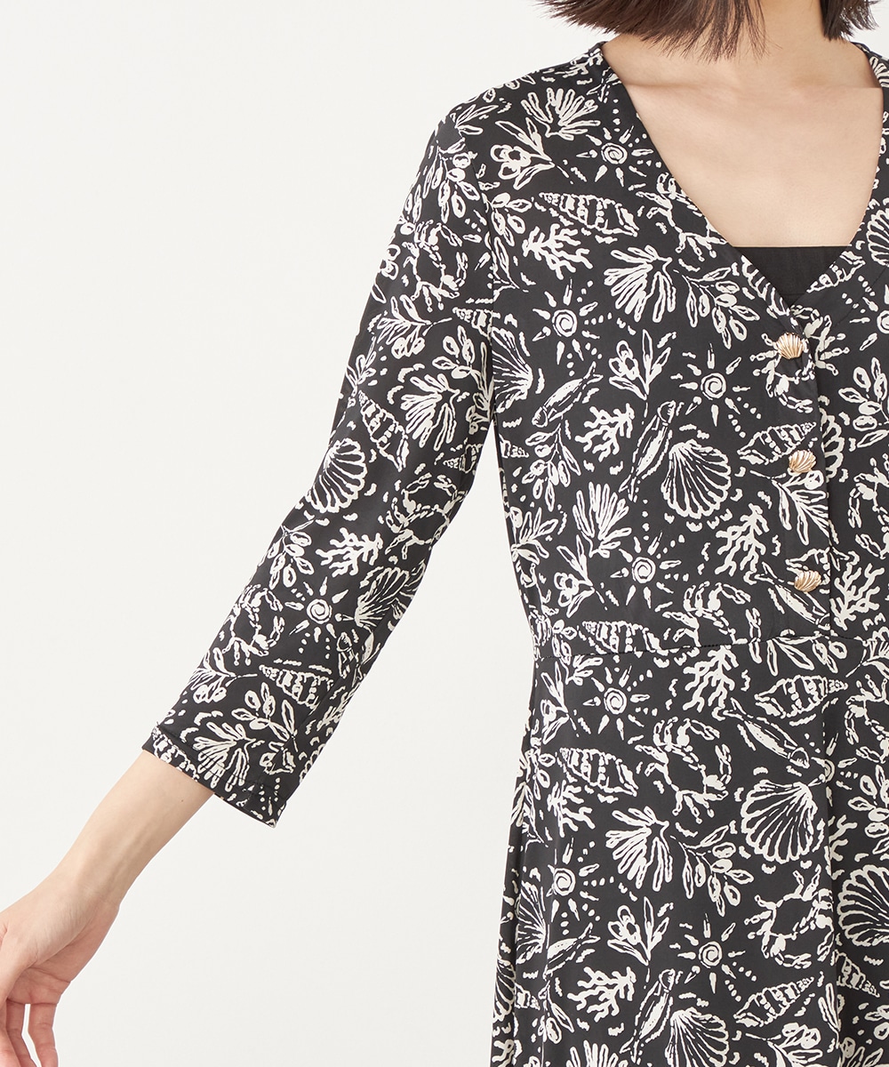 シェルプリントジャージワンピース