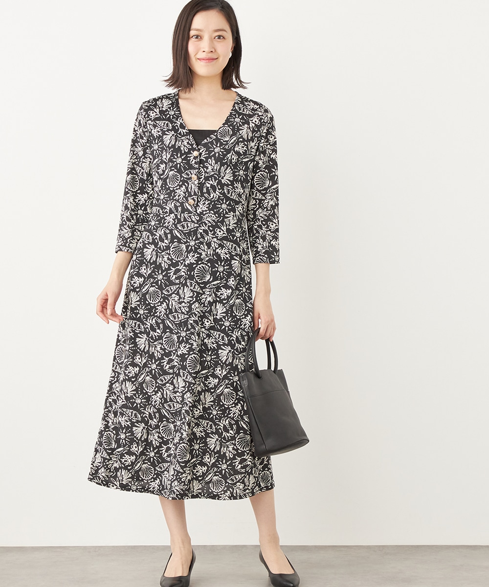 シェルプリントジャージワンピース