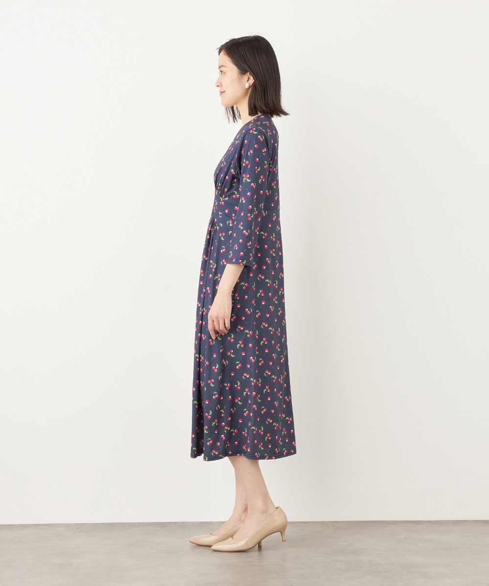 チェリープリントジャージワンピース