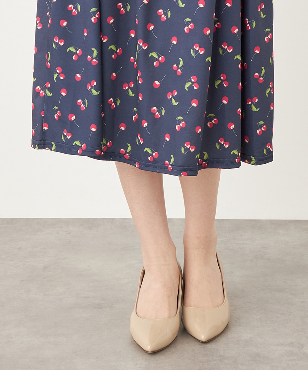 チェリープリントジャージワンピース