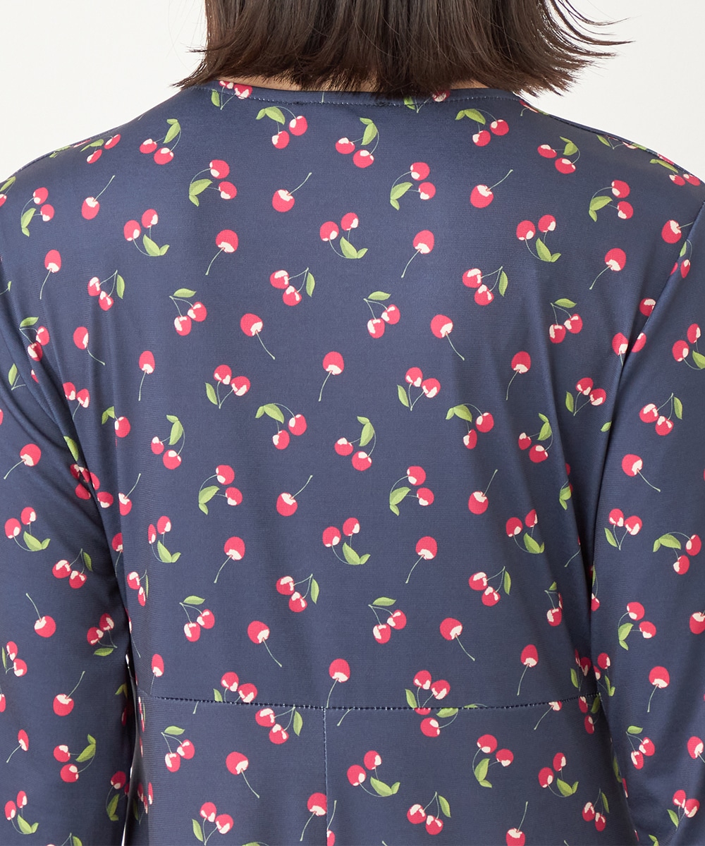 チェリープリントジャージワンピース