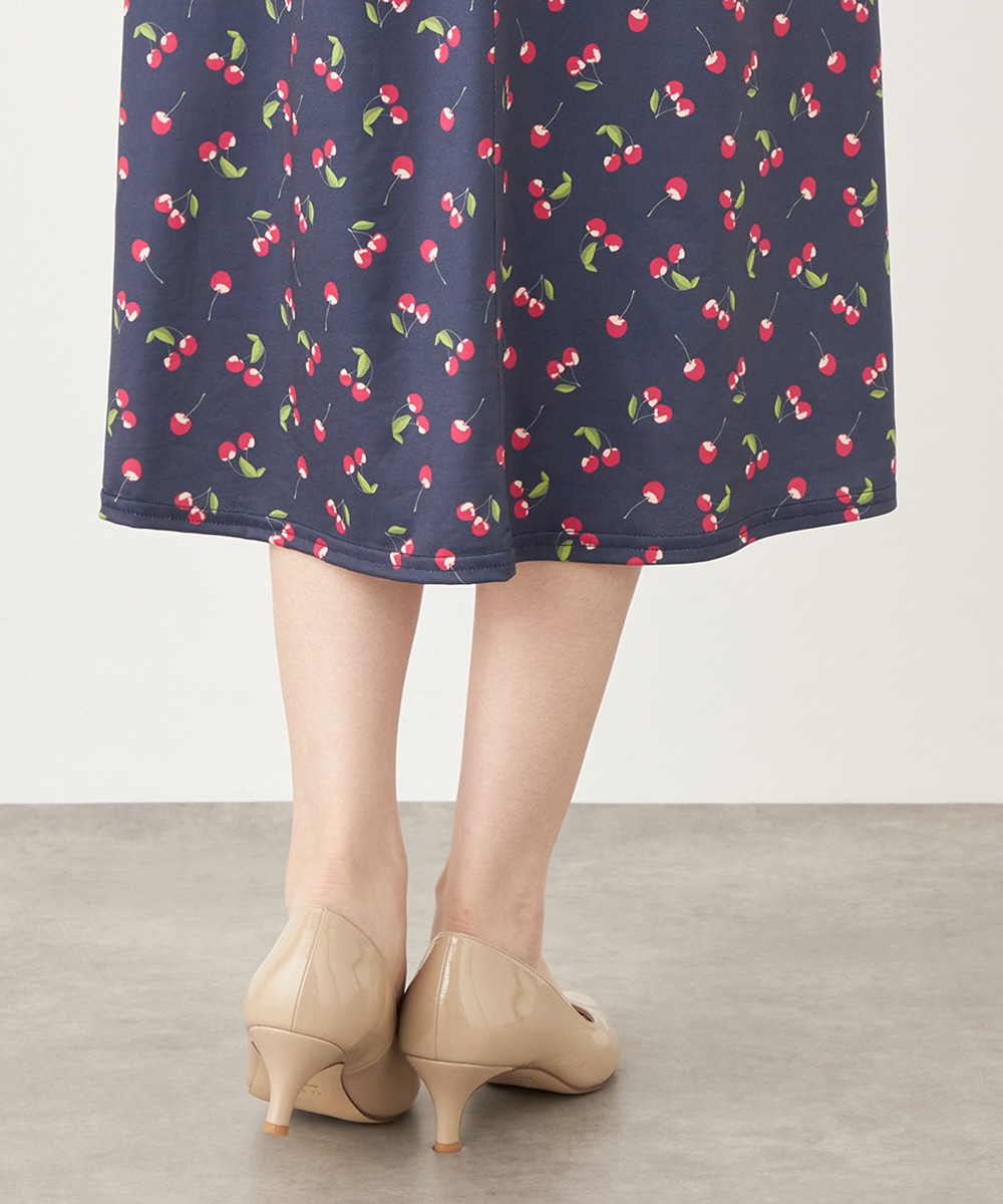 チェリープリントジャージワンピース