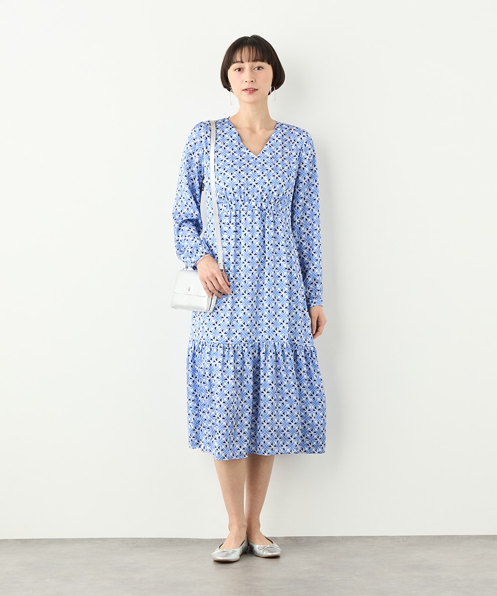幾何学プリントワンピース