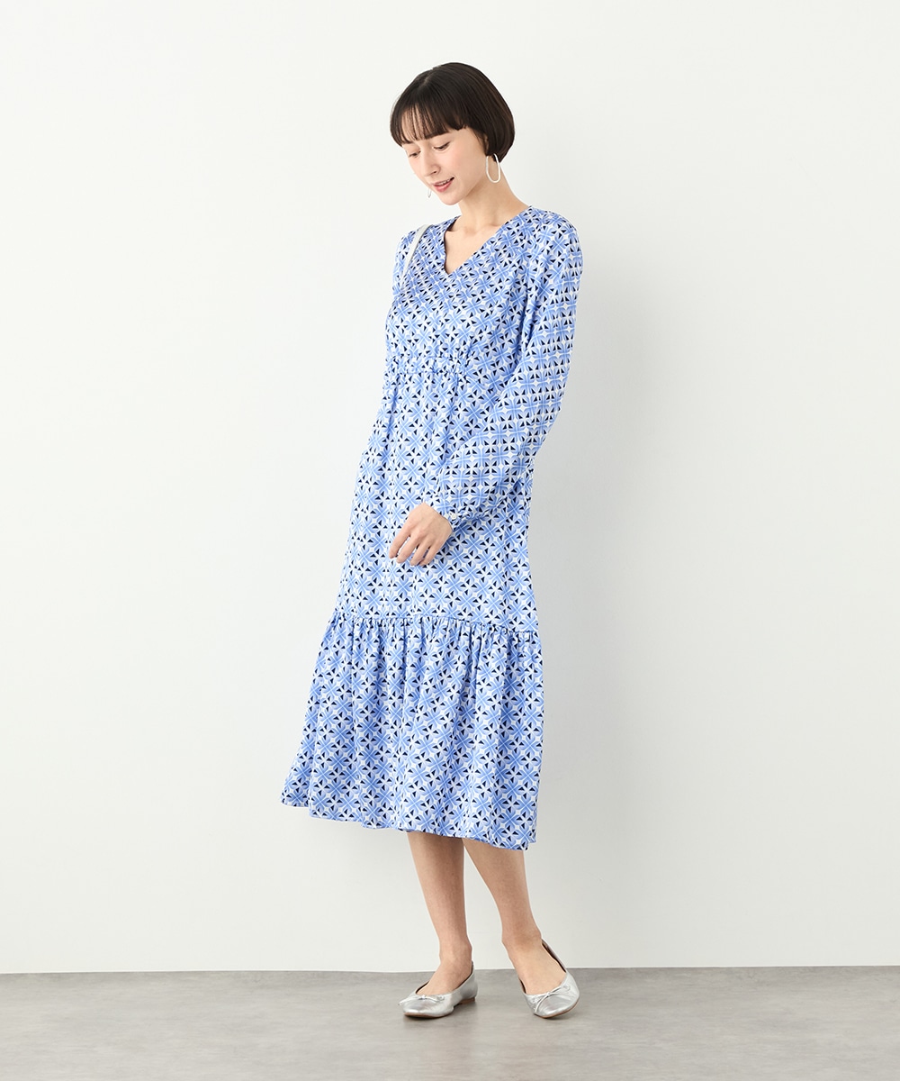 幾何学プリントワンピース