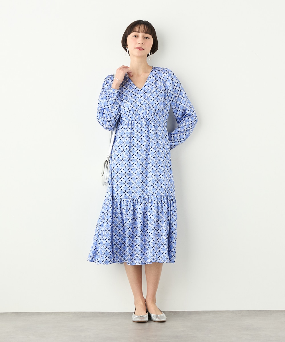 幾何学プリントワンピース