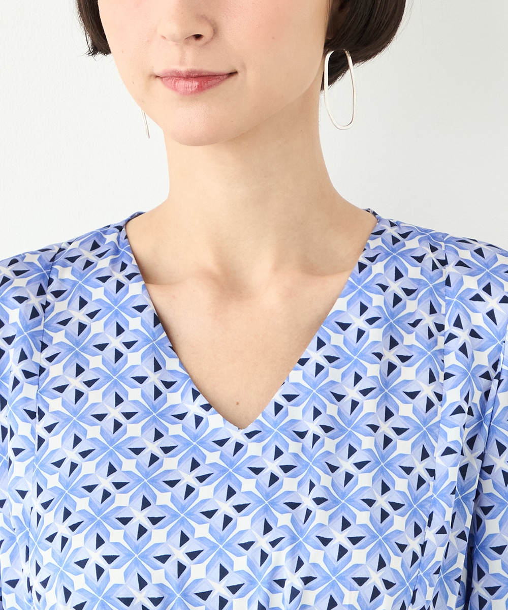 幾何学プリントワンピース