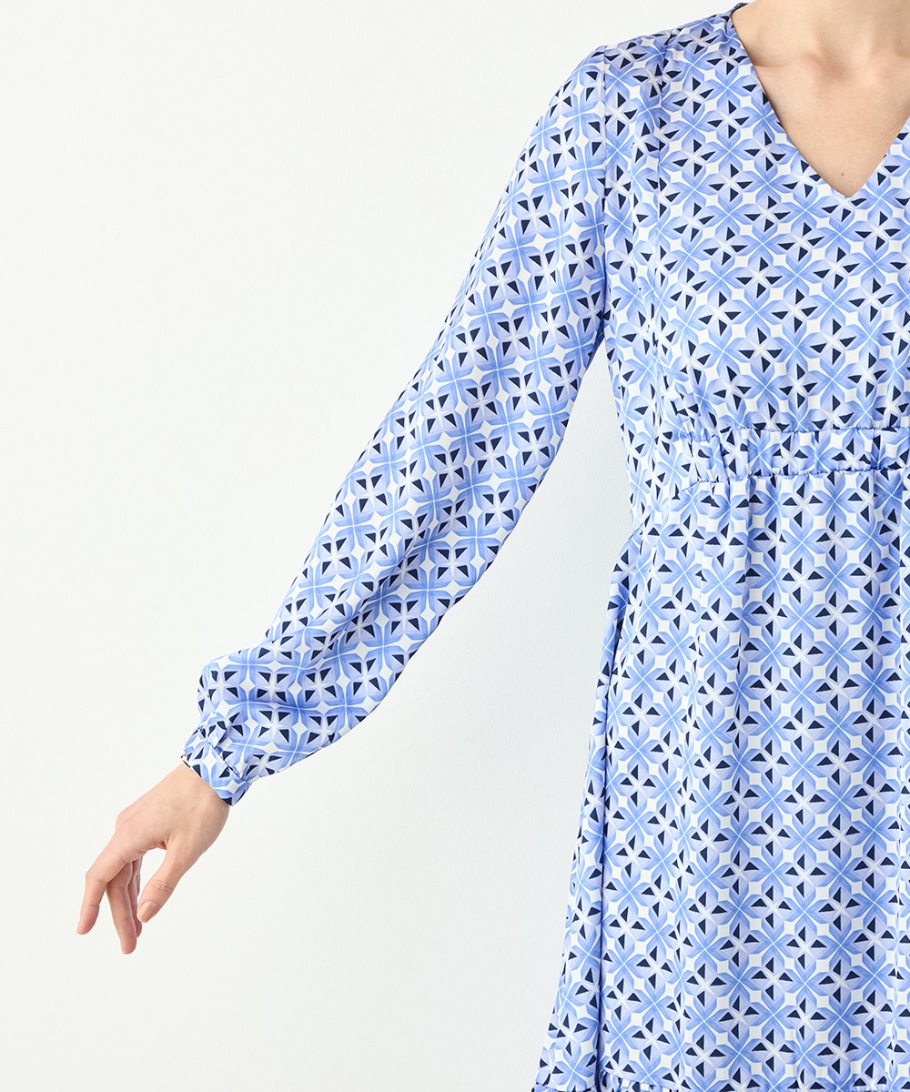 幾何学プリントワンピース