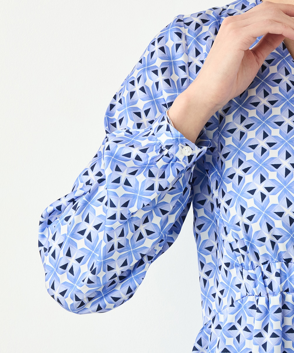 幾何学プリントワンピース