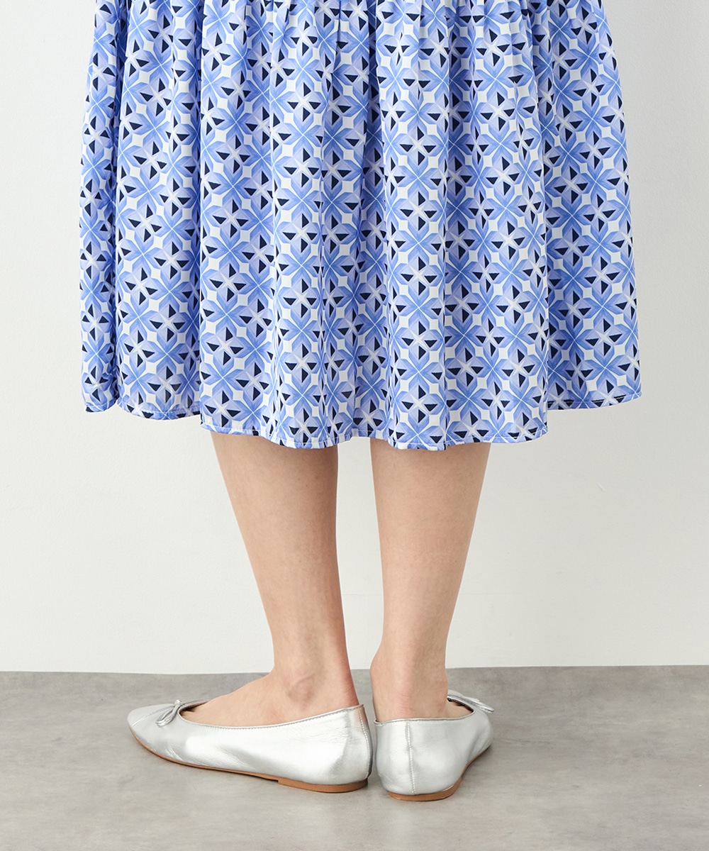 幾何学プリントワンピース