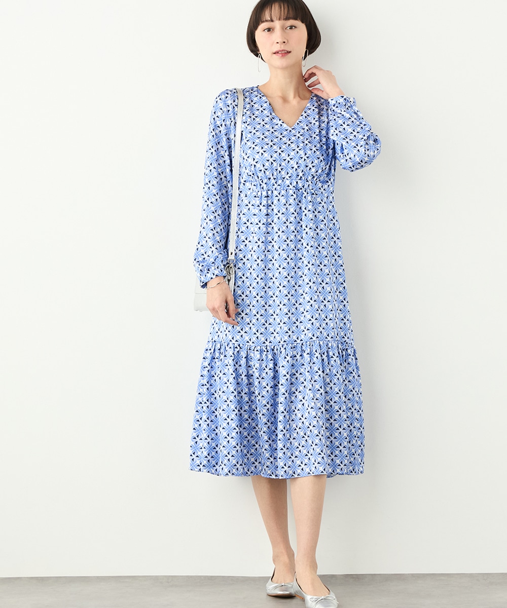 幾何学プリントワンピース