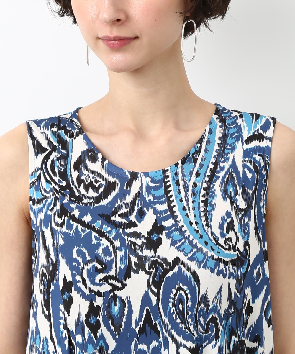 ビッグペイズリープリントジャージワンピース