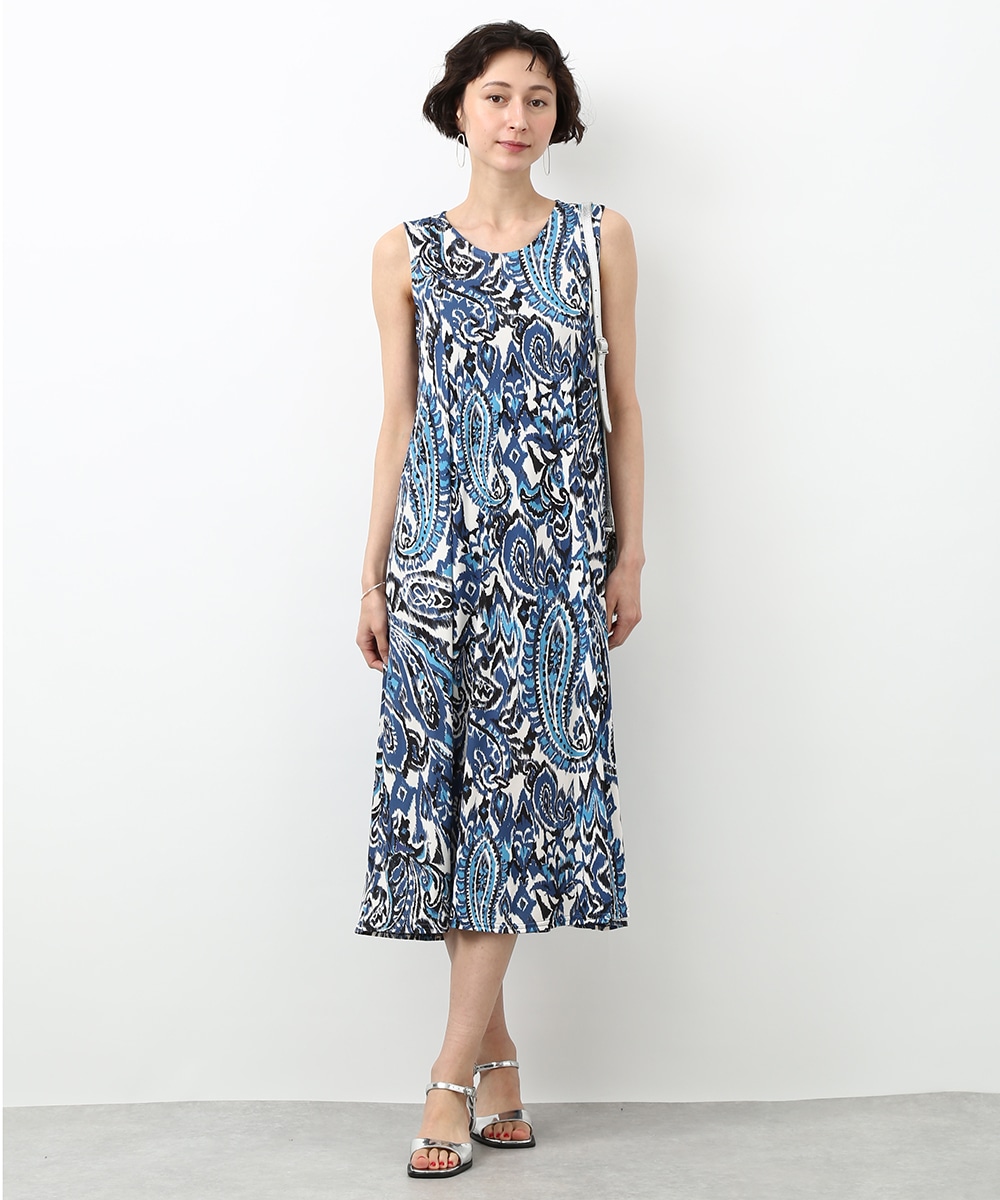 ビッグペイズリープリントジャージワンピース