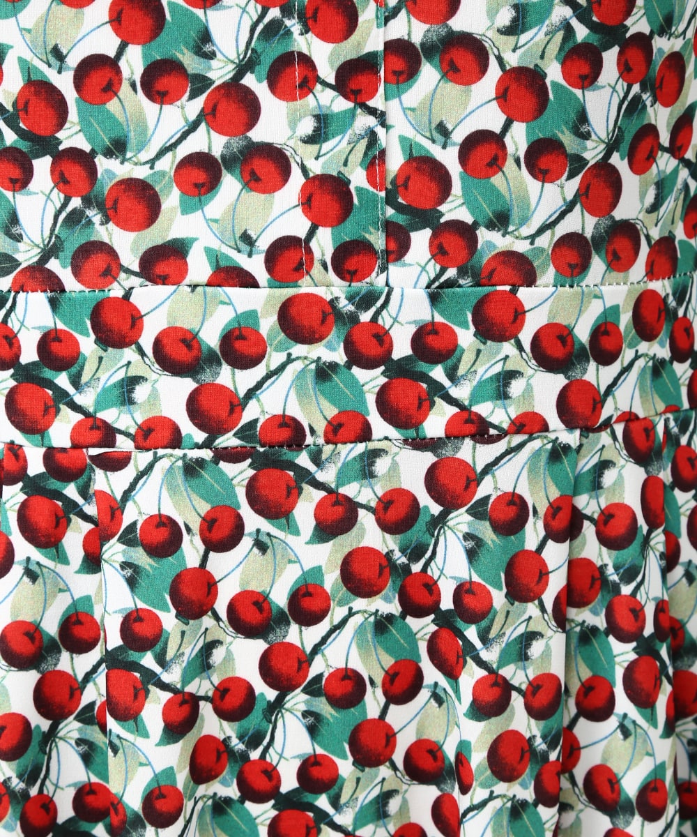 チェリーモチーフプリントジャージワンピース