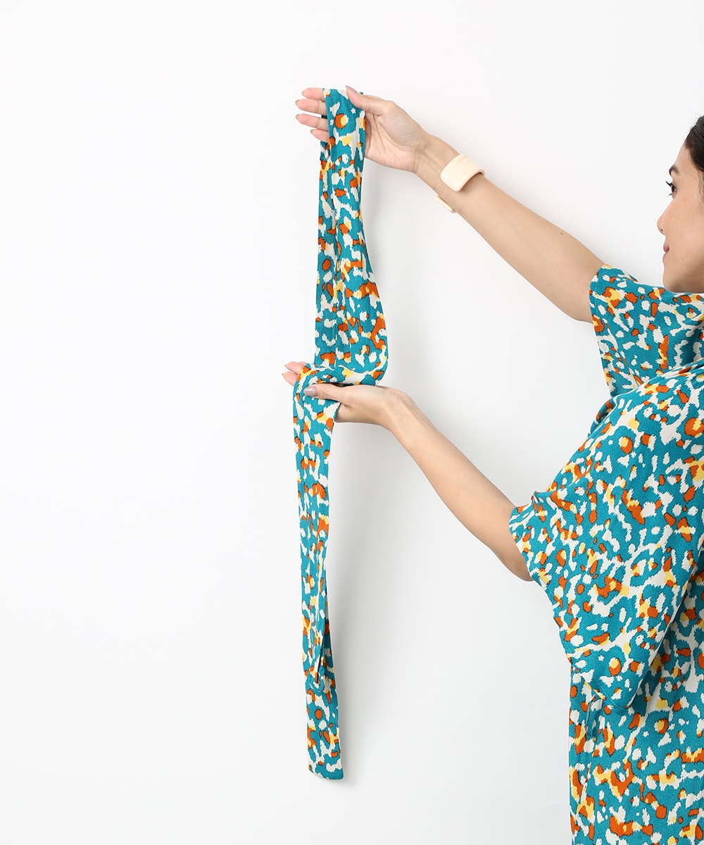 ぼかしプリントフレアスリーブワンピース