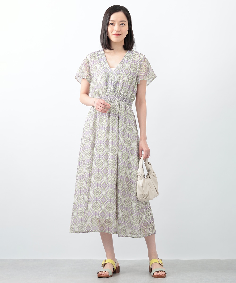 ぼかし幾何学プリントワンピース