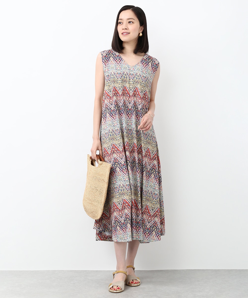 マルチフラワーAラインワンピース