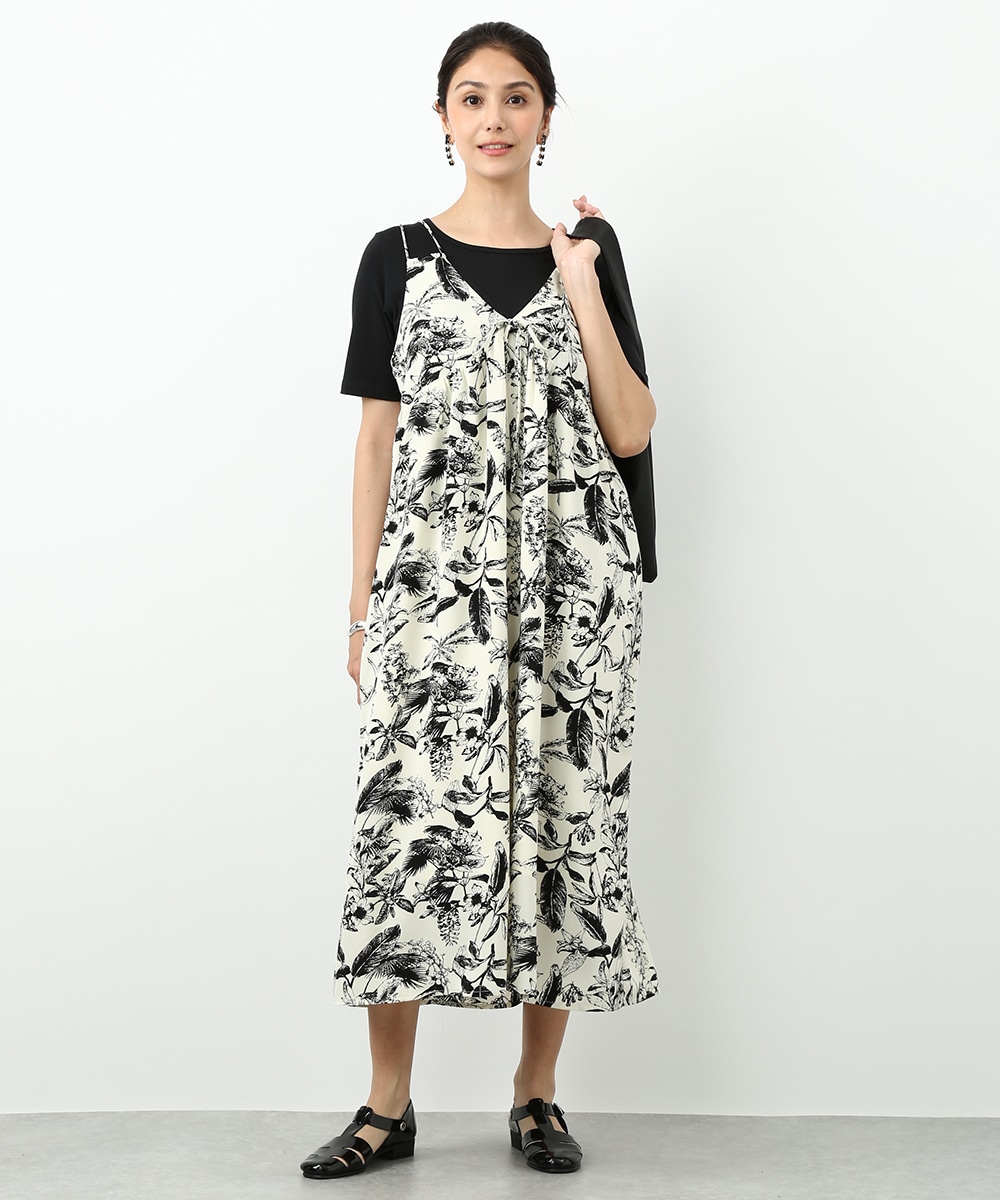 フラワープリントキャミワンピース
