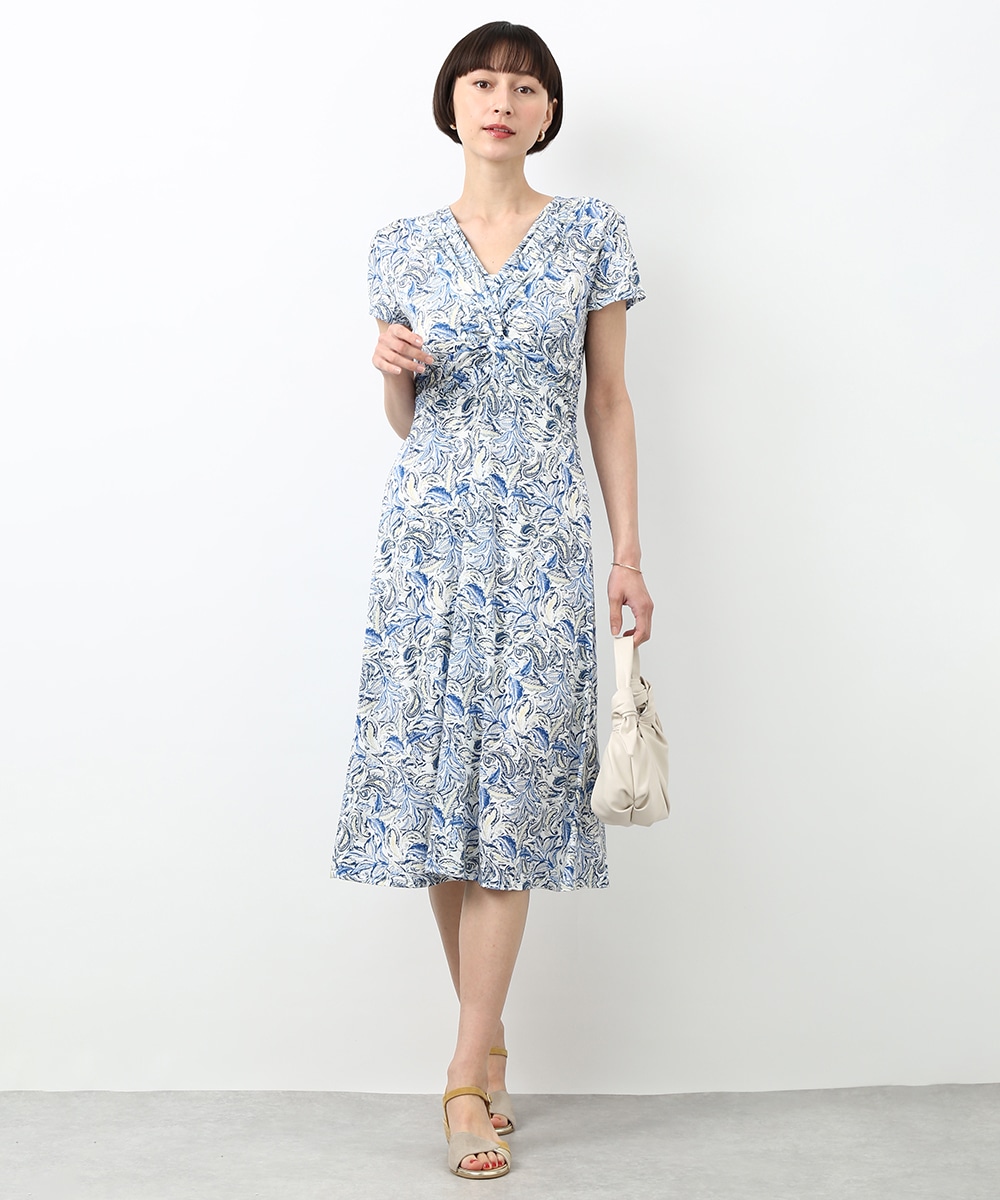 ペイズリープリントジャージワンピース