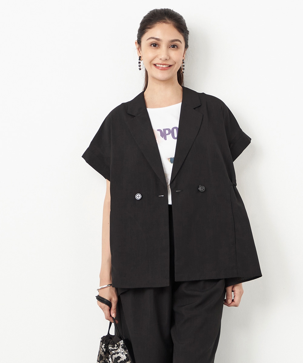  armoire capriceのリネンライク半袖ジャケット