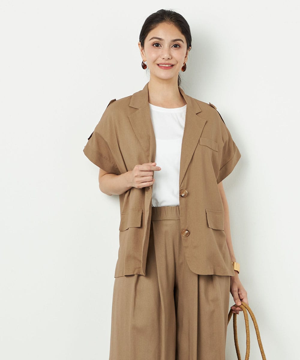  armoire capriceのリネン混半袖ジャケット
