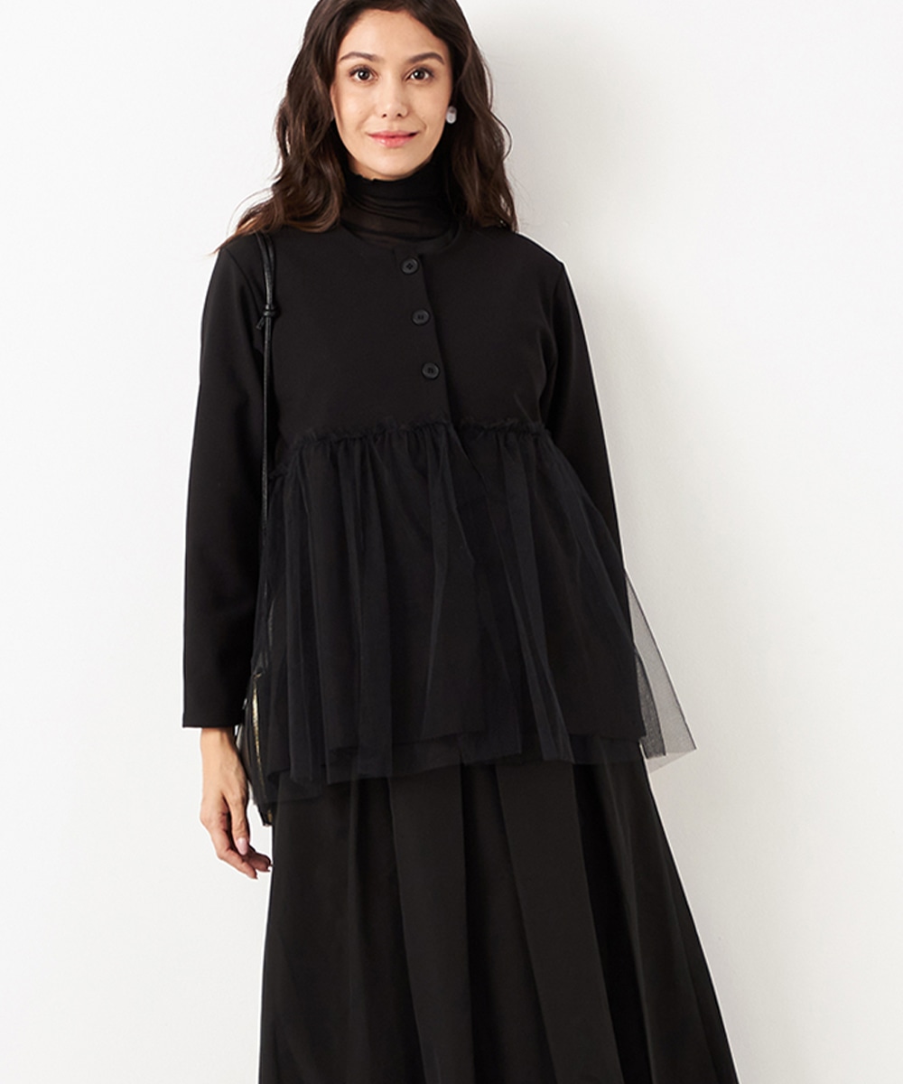  armoire capriceのチュールノーカラージャケット