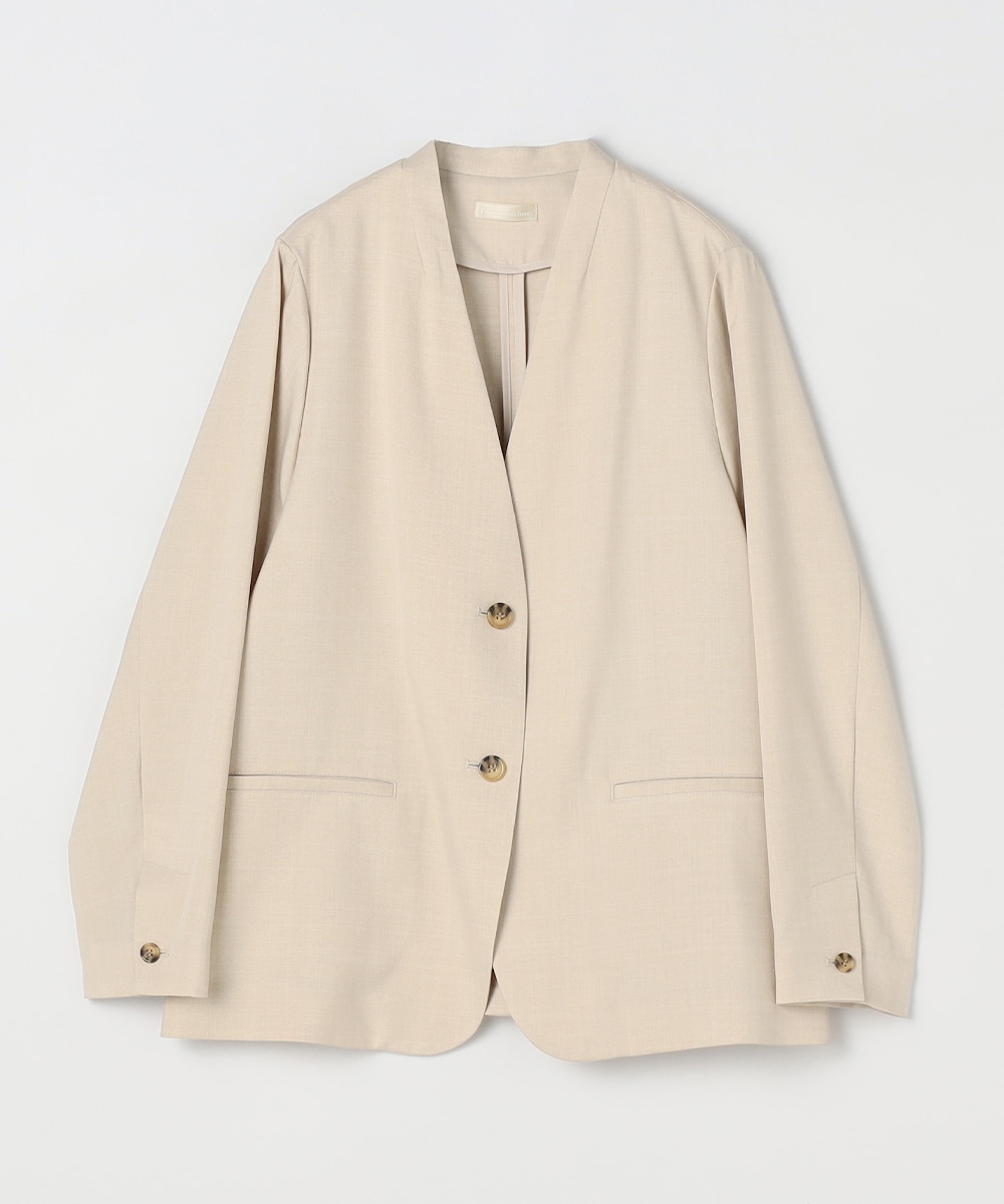 麻調ノーカラージャケット