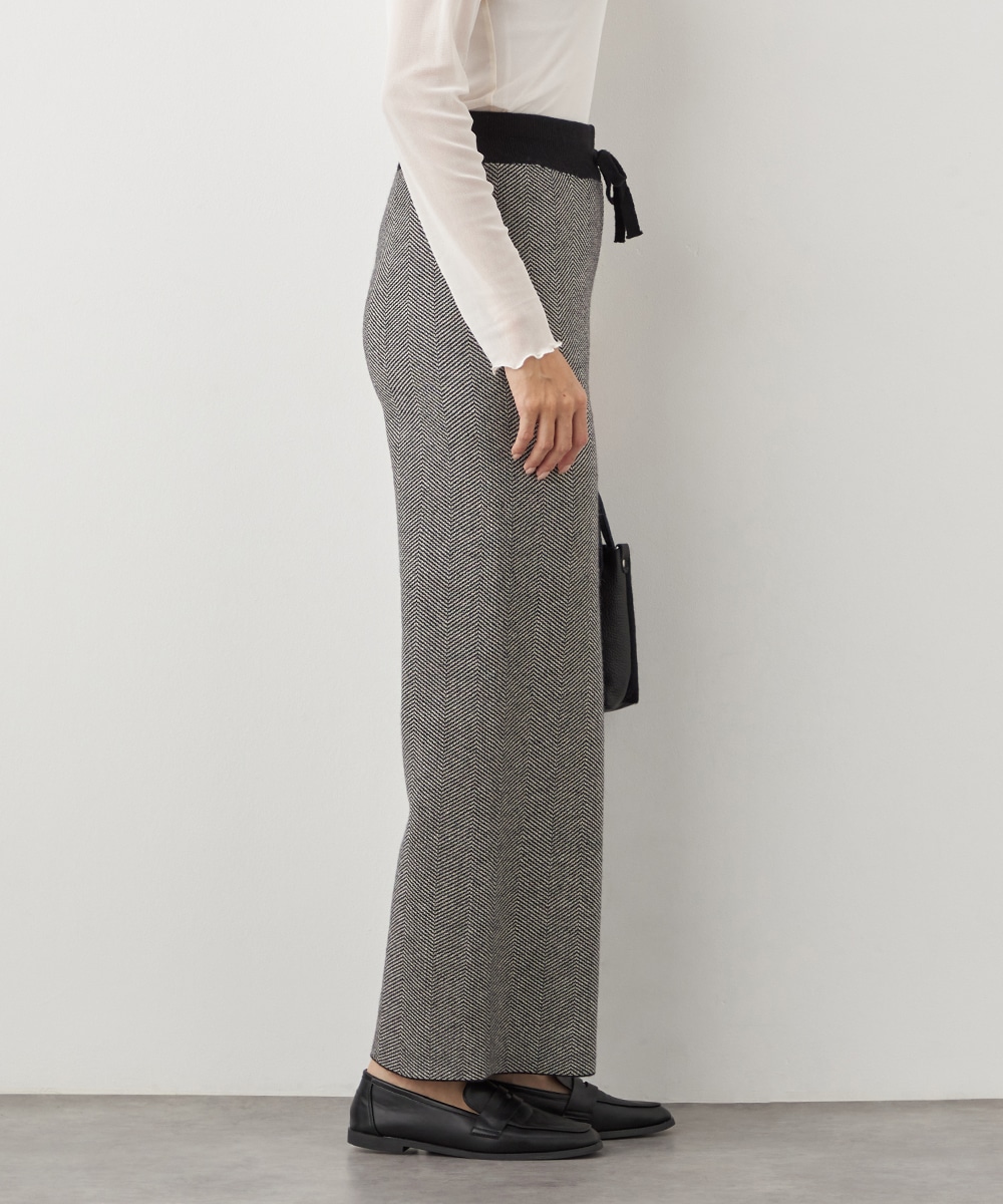 ヘリンボーンニットパンツ