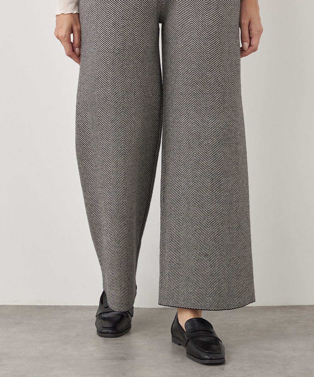 ヘリンボーンニットパンツ