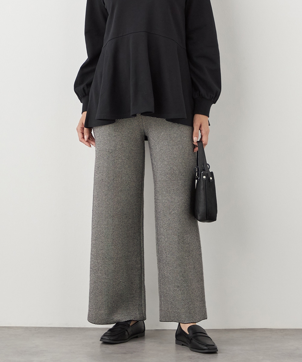 ヘリンボーンニットパンツ