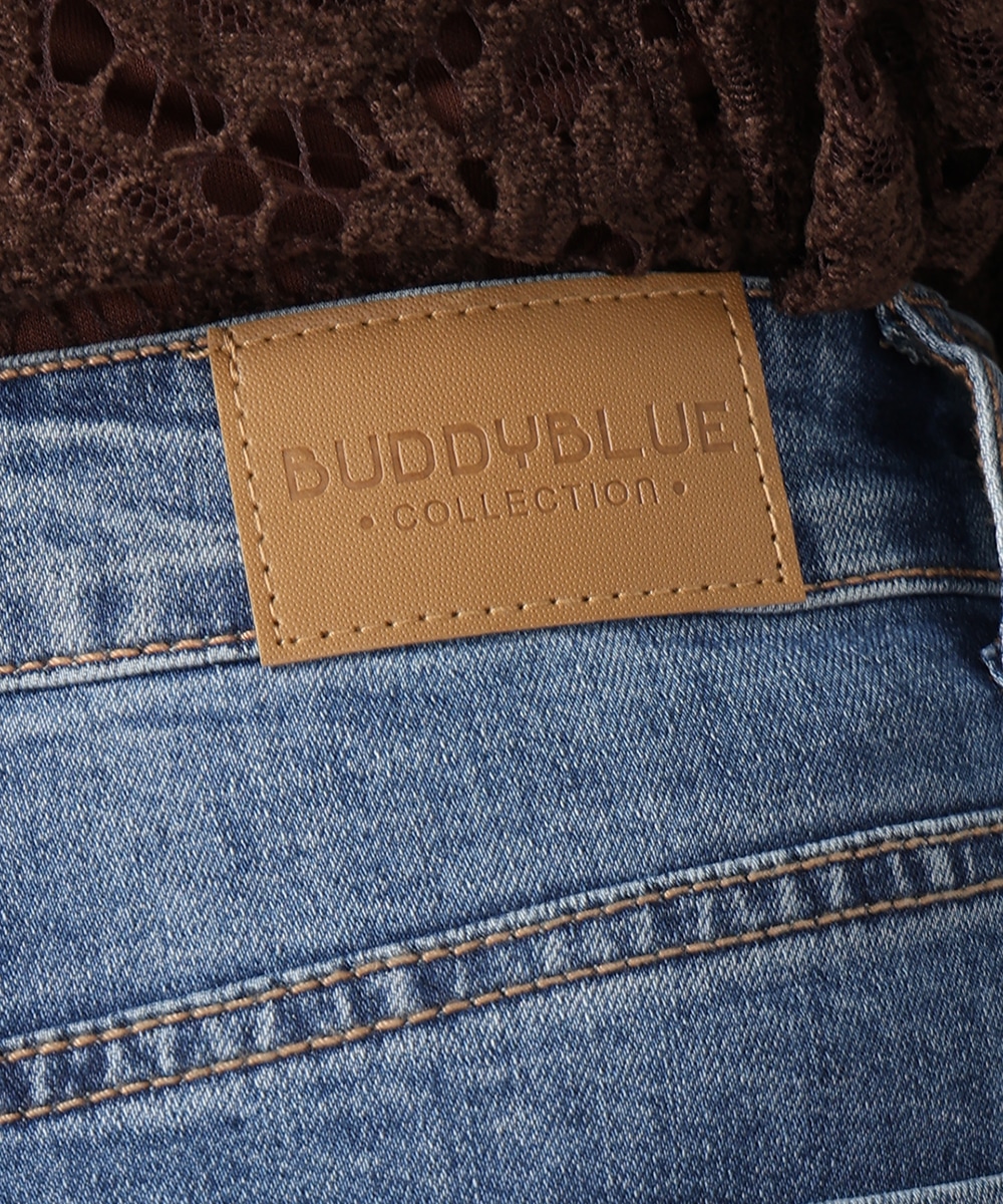 裾フリンジデニムパンツ