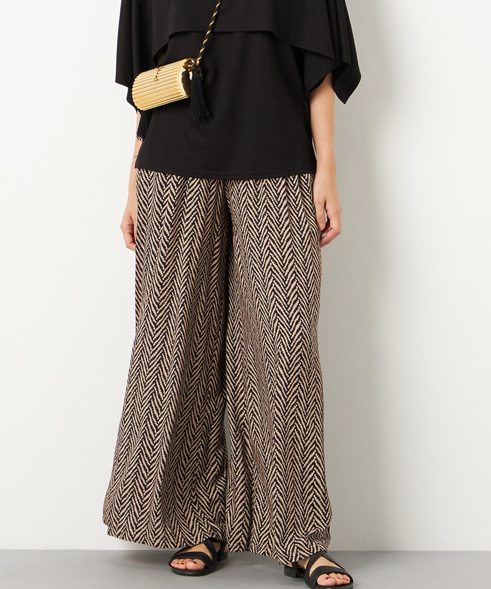  armoire capriceのヘリンボーン風ワイドパンツ