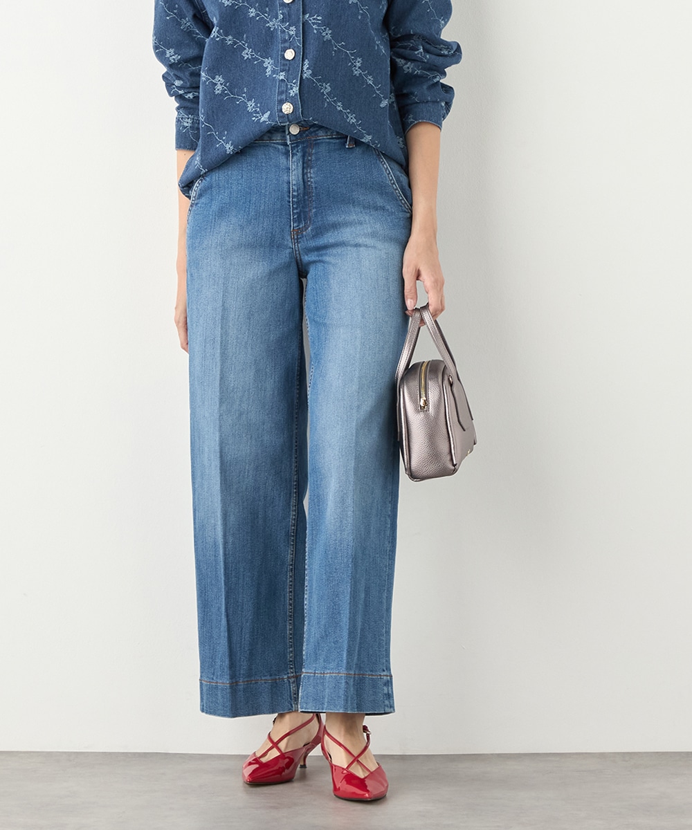 ストレッチワイドデニムパンツ
