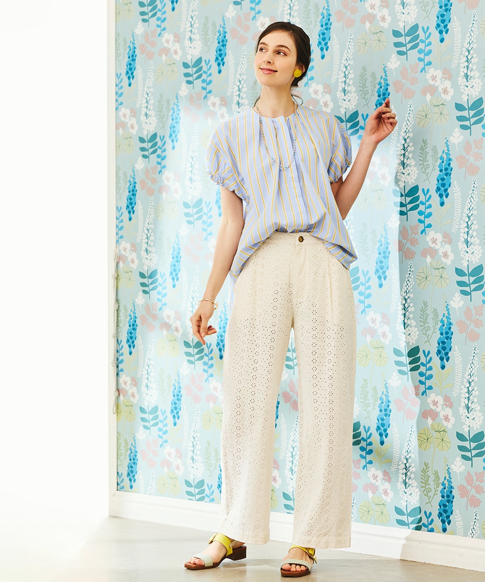 カットワークレースワイドパンツ