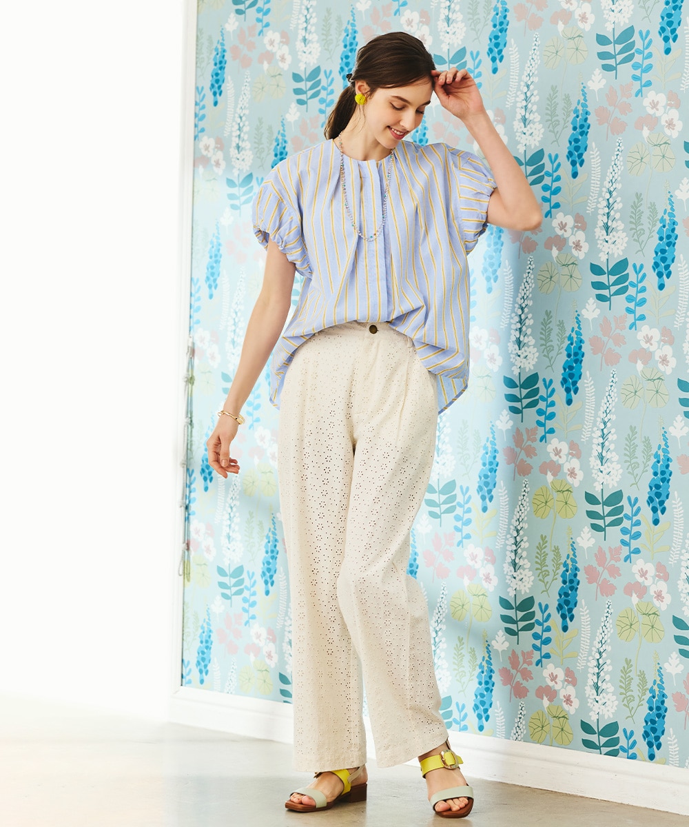 カットワークレースワイドパンツ