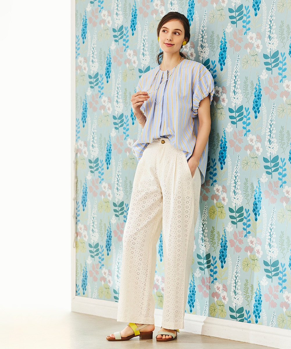 カットワークレースワイドパンツ