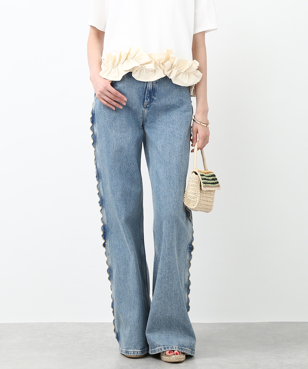 サイドウェーブデニムパンツ