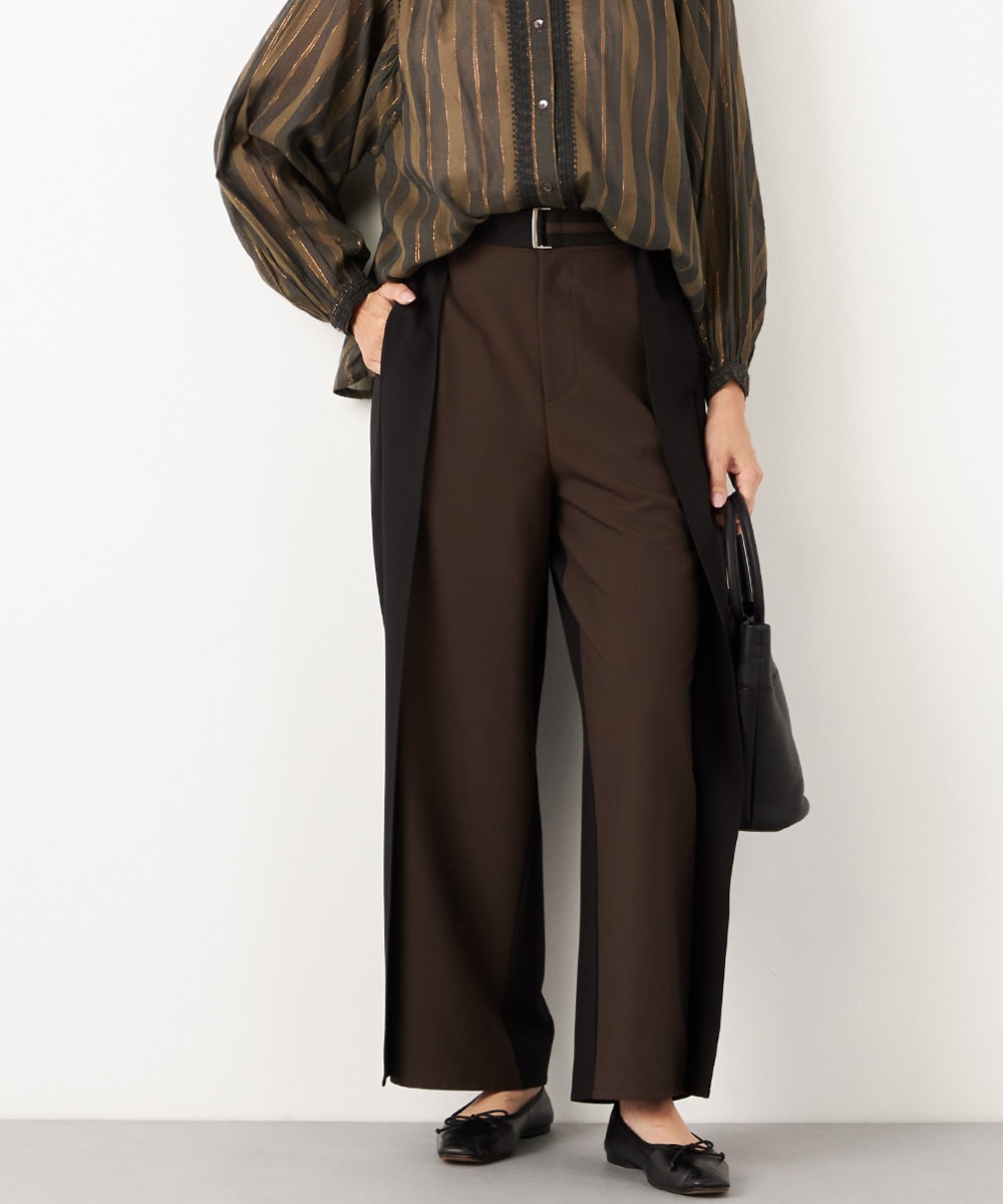  armoire capriceのベルト付き配色パンツ