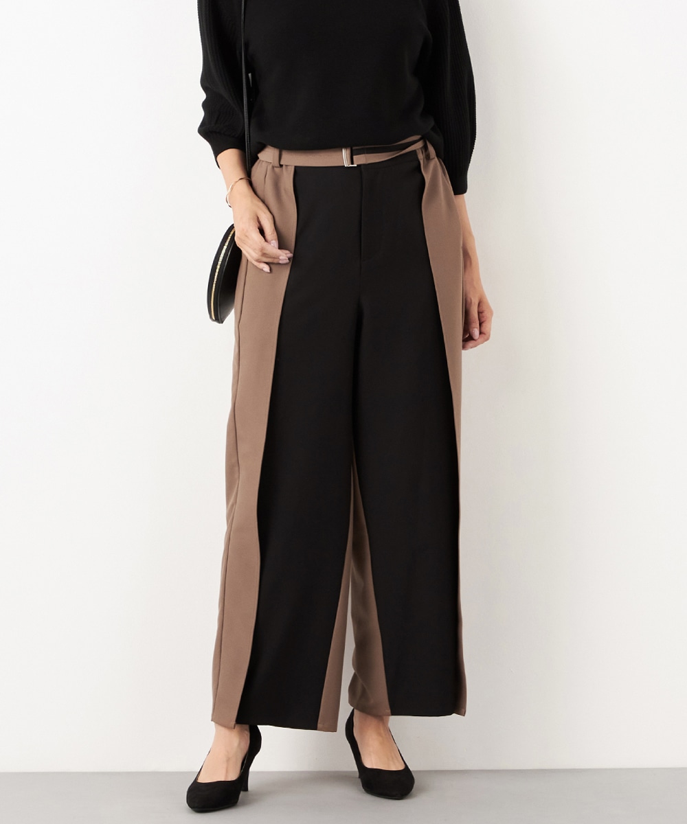  armoire capriceのベルト付き配色パンツ