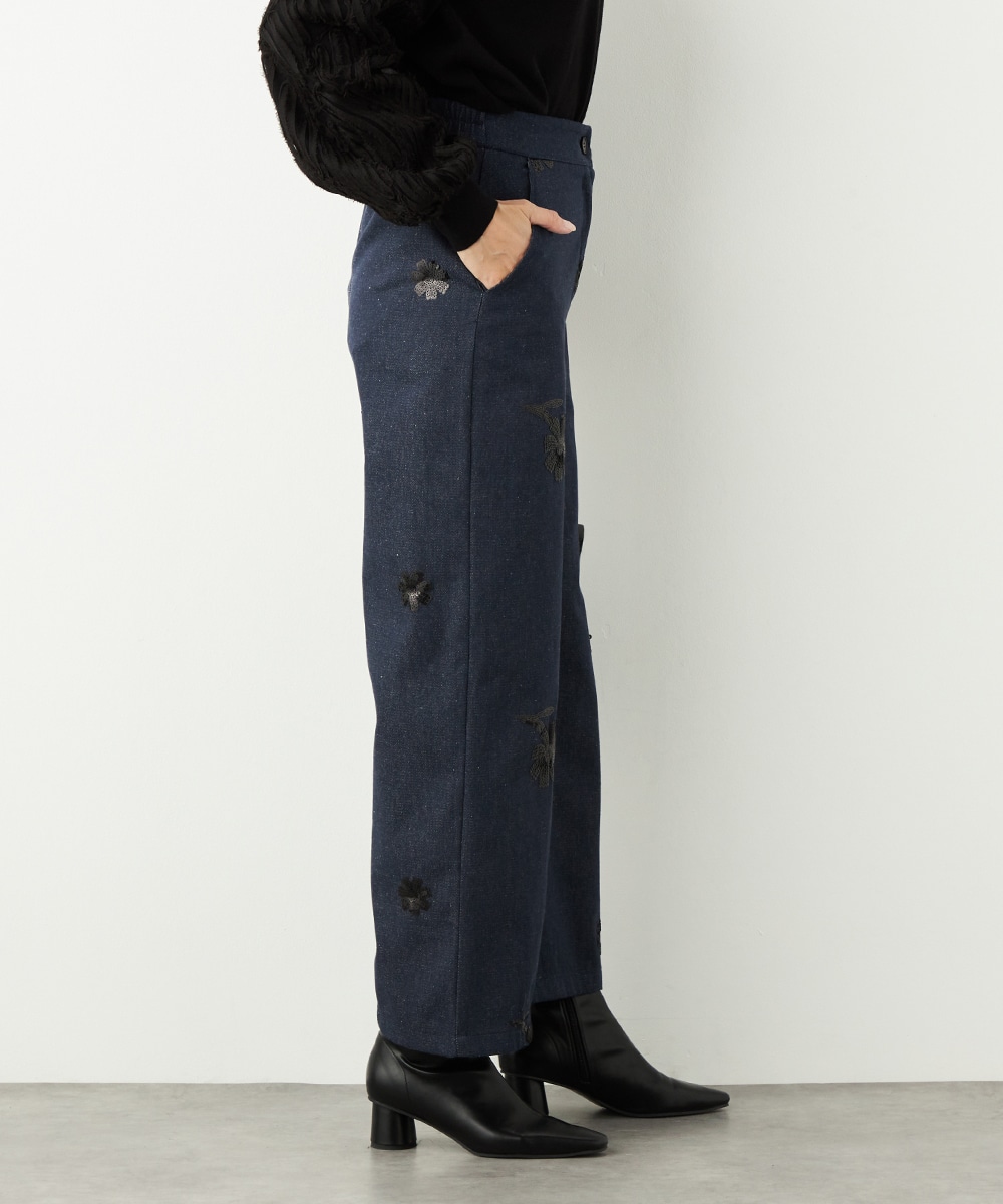 フラワースパンコールデニムパンツ