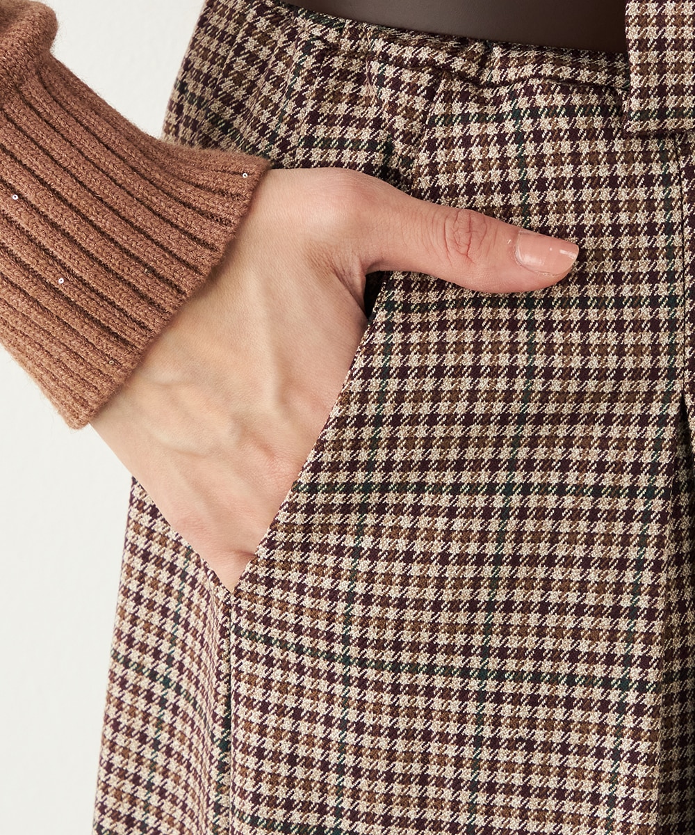 チェックワイドパンツ
