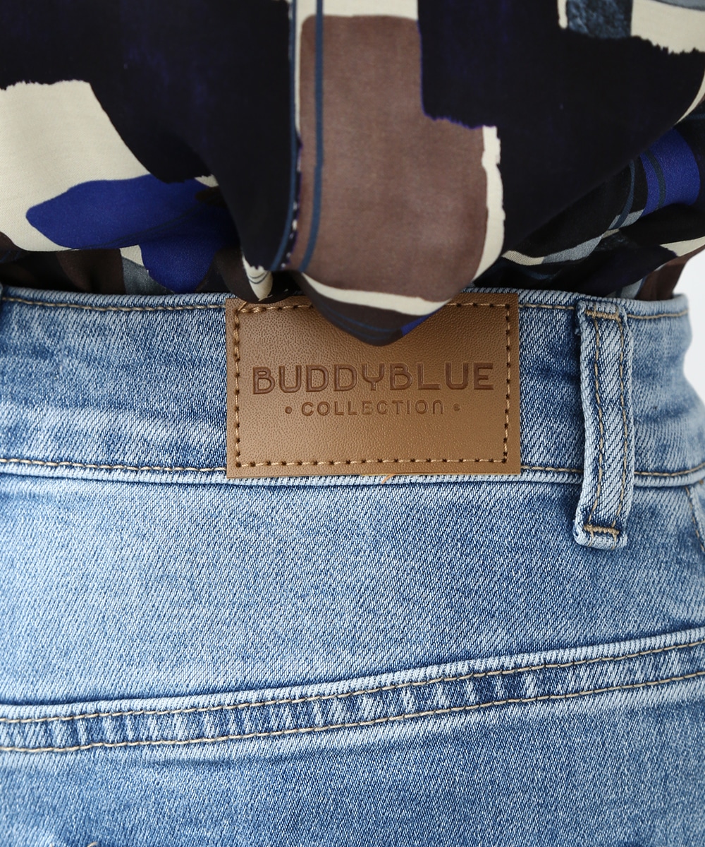 裾折り返しワイドデニムパンツ